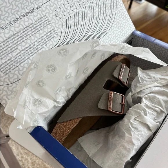 Birkenstock Women's Sandals - Gray with Brown Buckles - Picture 7 of 7